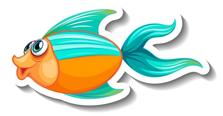 Vetor grátis adesivo de peixe bonito desenho animado de animal marinho