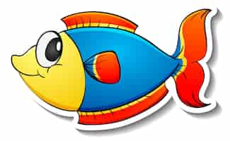Vetor grátis adesivo de peixe bonito desenho animado de animal marinho