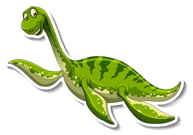 Adesivo de personagem de desenho animado de dinossauro elasmosaurus