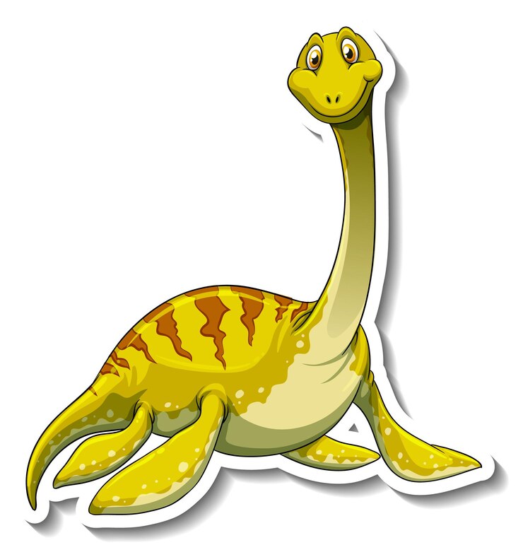 Vetor grátis adesivo de personagem de desenho animado de dinossauro elasmosaurus