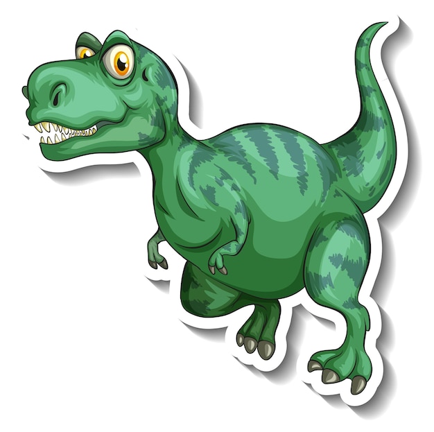 Vetor grátis adesivo de personagem de desenho animado de dinossauro tiranossauro