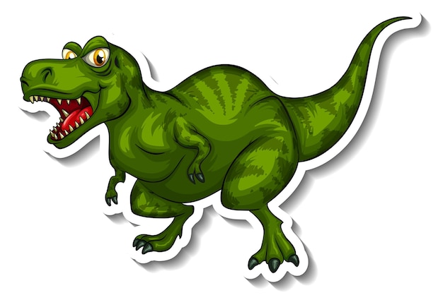 Vetor grátis adesivo de personagem de desenho animado de dinossauro tiranossauro