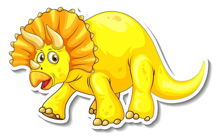 Vetor grátis adesivo de personagem de desenho animado de dinossauro triceratops