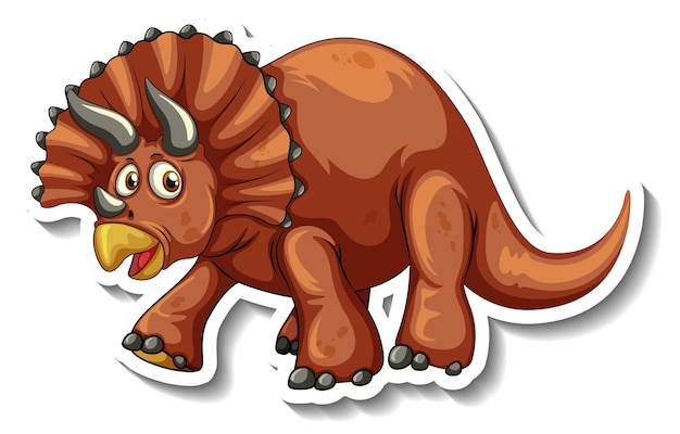 Vetor grátis adesivo de personagem de desenho animado de dinossauro triceratops