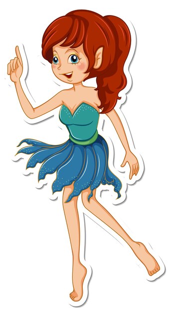 Adesivo de personagem de desenho animado de fada fofa