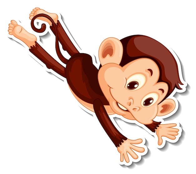 Vetor grátis adesivo de personagem de desenho animado de macaco voador