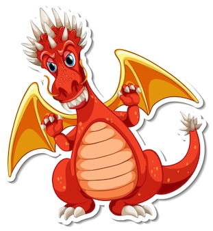 Adesivo de personagem de desenho animado do dragão vermelho