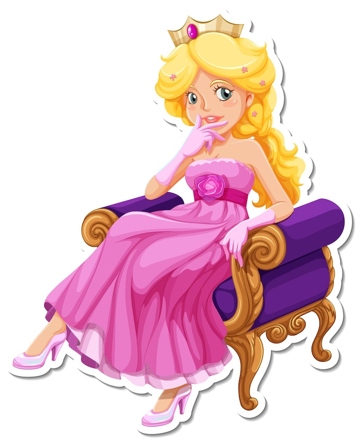 Vetor grátis adesivo de princesa linda personagem de desenho animado