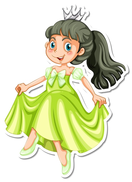 Vetor grátis adesivo de princesa linda personagem de desenho animado