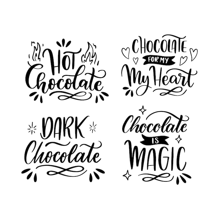 Vetor grátis adesivos de chocolate com letras pretas
