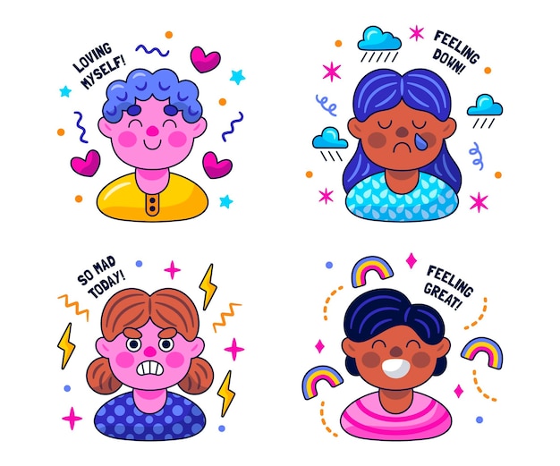 Adesivos de saúde mental kawaii