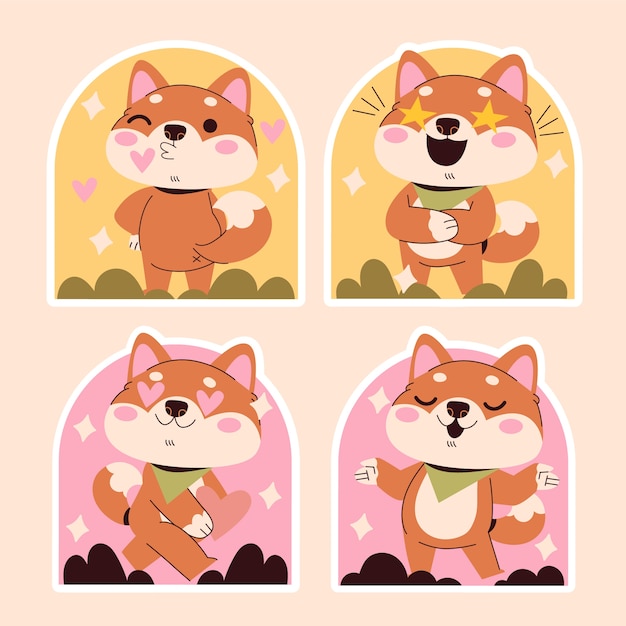 Adesivos ingênuos de shiba inu