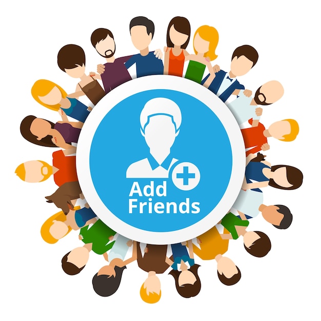 Vetor grátis adicione amigos à rede social. comunidade de internet, ilustração de amizade na web