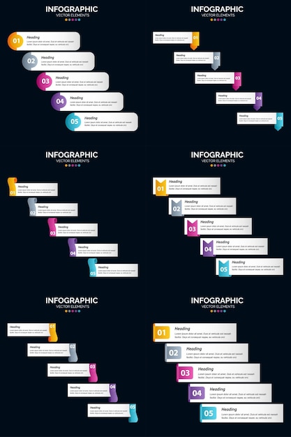 Adicione interesse visual à sua apresentação com o vector 6 infographics pack