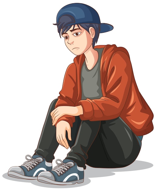 Adolescente triste sentado no chão