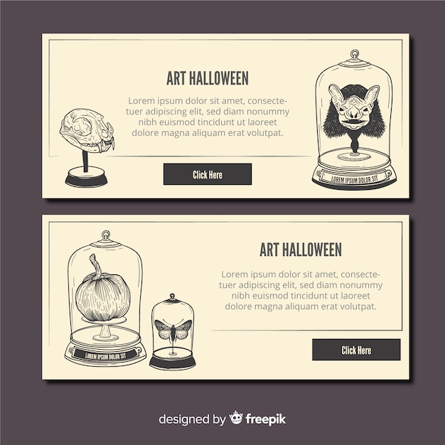 Vetor grátis adoráveis ​​banners de halloween