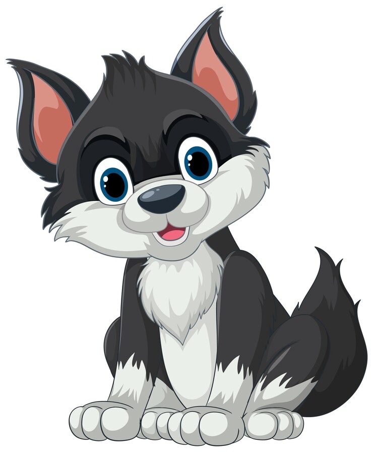 Vetor grátis adorável cachorrinho de desenho animado sorrindo