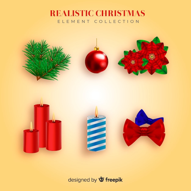 Adorável coleção de elementos de natal com design realista