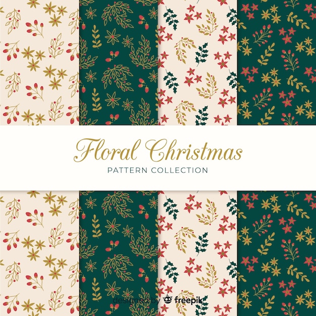 Adorável coleção de padrão de natal com estilo floral