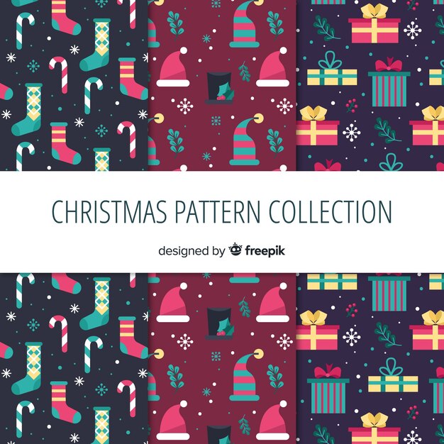 Adorável coleção padrão de Natal com design plano