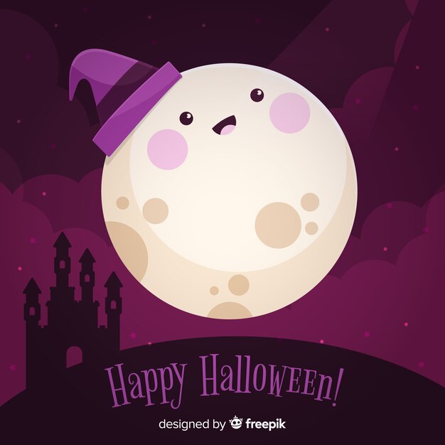 Vetor grátis adorável fundo de halloween com design plano