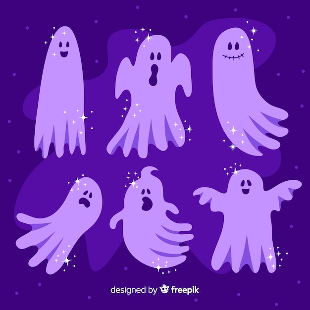 Adorável mão desenhada coleção fantasma de halloween