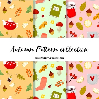 Adorável outono padrão coleção com ilustrações