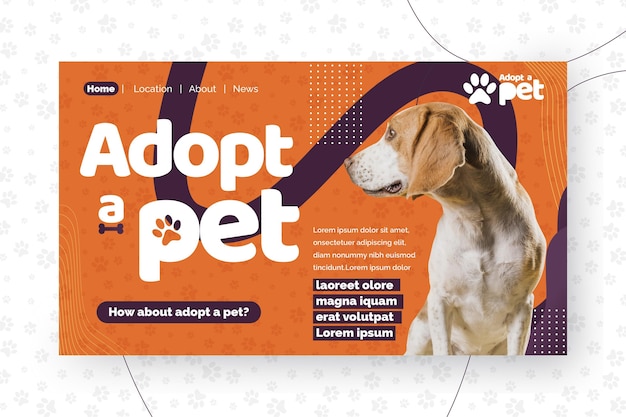 Adote um modelo de página de destino para animais de estimação