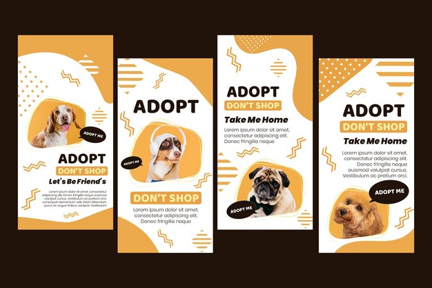 Adote uma coleção de histórias de instagram para animais de estimação