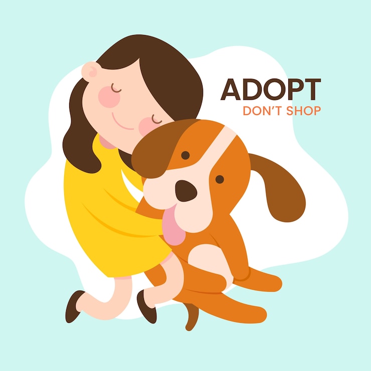Vetor grátis adote uma mensagem do conceito de animal de estimação com ilustração