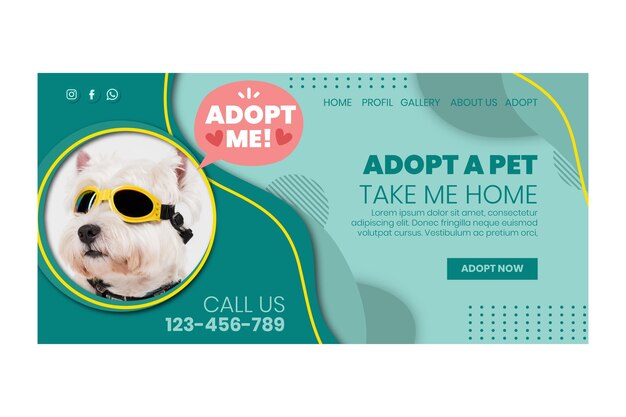 Adote uma página de destino para animais de estimação