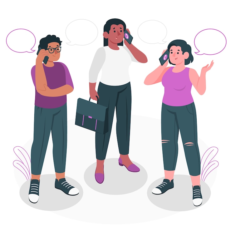 Vetor grátis adulto falando na ilustração do conceito de telefone celular