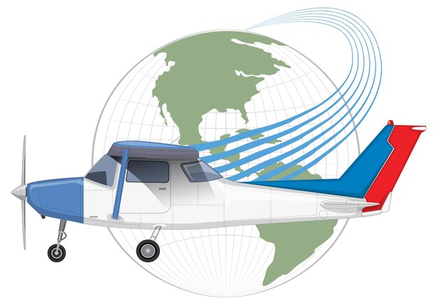 Vetor grátis aeronave leve com vetor de ícone do mundo