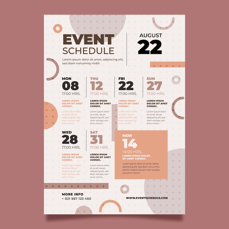 Vetor grátis agenda de modelo de evento plano