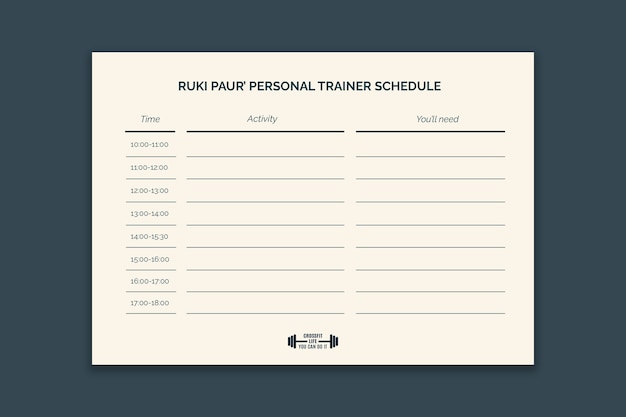 Agenda simples de personal trainer