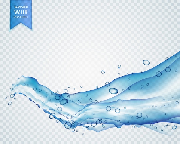 água azul claro ou líquido que flui em grande estilo ondulado no fundo transparente