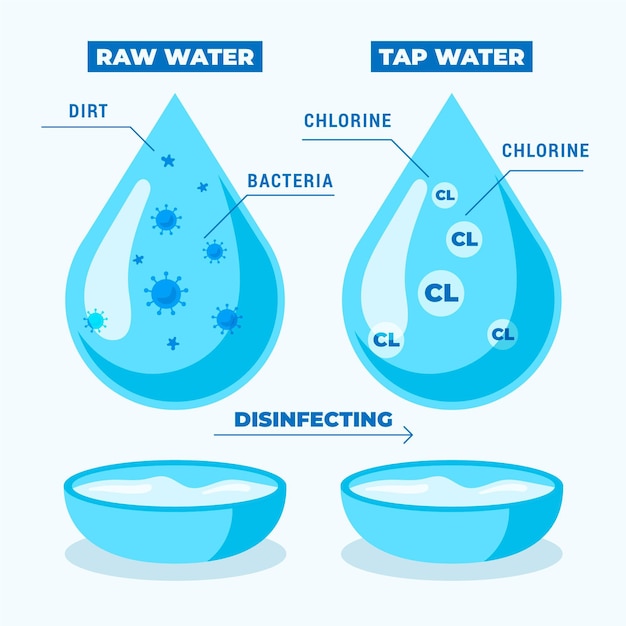 Vetor grátis Água bruta desinfetada com cloro