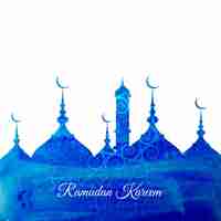 Vetor grátis aguarela azul ramadan kareem fundo