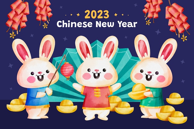Vetor grátis aguarela de fundo do ano novo chinês