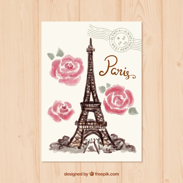 Aguarela de paris cartão postal