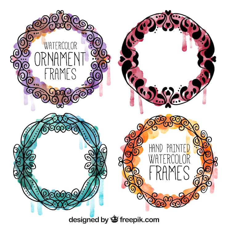 Vetor grátis aguarela quadros ornamentais