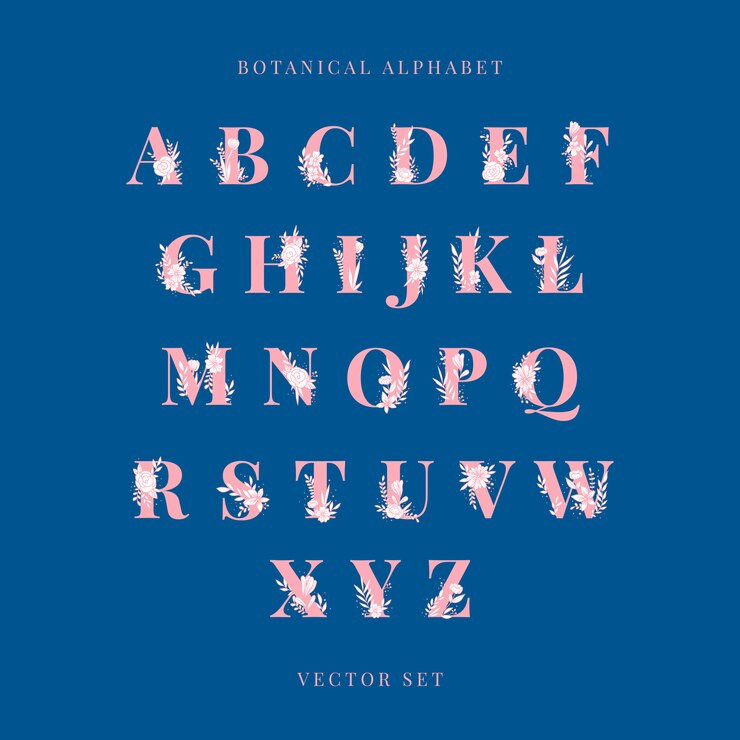 Vetor grátis alfabeto botânico letras maiúsculas vector set