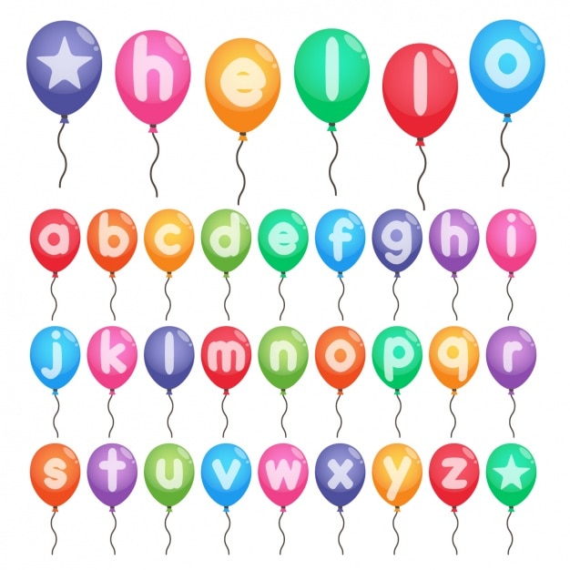 Alfabeto colorido em balões