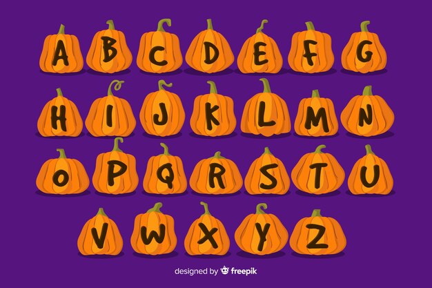 Alfabeto de halloween de letras de abóbora