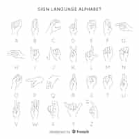Vetor grátis alfabeto de língua de gesto de mão