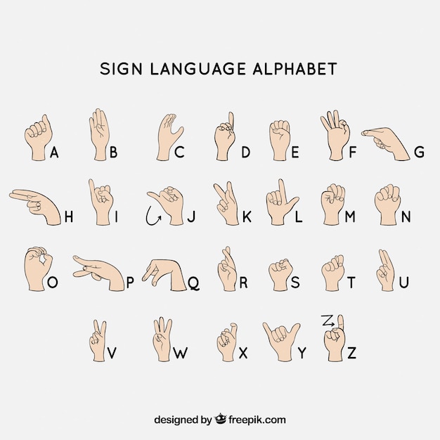Vetor grátis alfabeto de língua de sinais