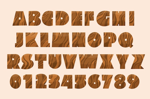 Vetor grátis alfabeto de madeira desenhado a mão