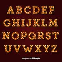 Vetor grátis alfabeto de sinal brilhante em estilo vintage