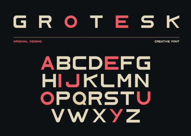 Vetor grátis alfabeto latino, fonte sem serifa em estilo grotesk