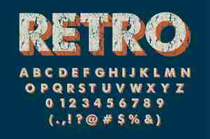 Vetor grátis alfabeto retro vintage com textura grunge